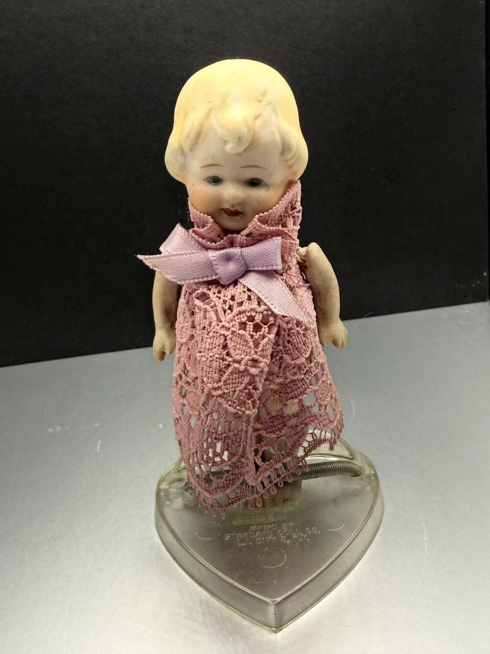 Standard Doll Co. Bisque Doll Pink Lace Dress